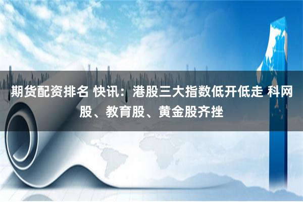 期货配资排名 快讯：港股三大指数低开低走 科网股、教育股、黄金股齐挫